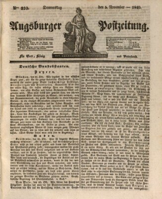 Augsburger Postzeitung Donnerstag 5. November 1840