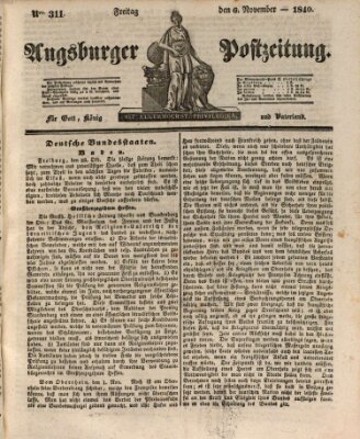 Augsburger Postzeitung Freitag 6. November 1840