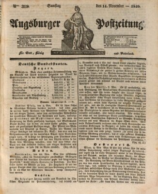 Augsburger Postzeitung Samstag 14. November 1840