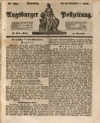 Augsburger Postzeitung Donnerstag 19. November 1840