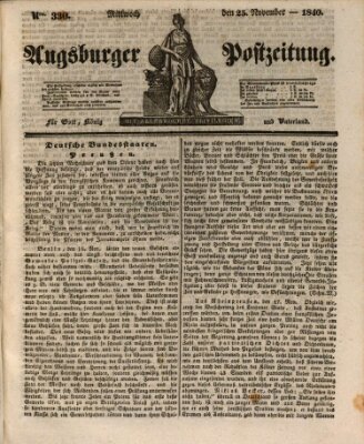 Augsburger Postzeitung Mittwoch 25. November 1840