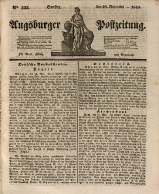 Augsburger Postzeitung Samstag 28. November 1840