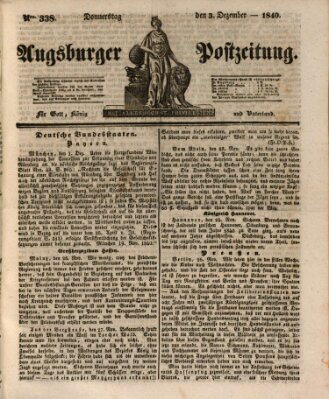 Augsburger Postzeitung Donnerstag 3. Dezember 1840