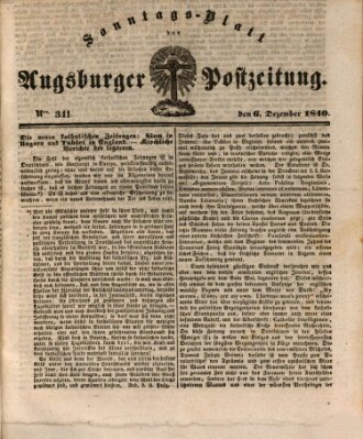 Augsburger Postzeitung Sonntag 6. Dezember 1840