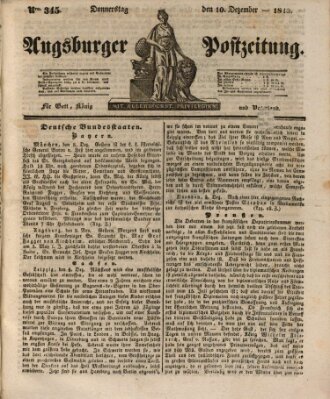 Augsburger Postzeitung Donnerstag 10. Dezember 1840