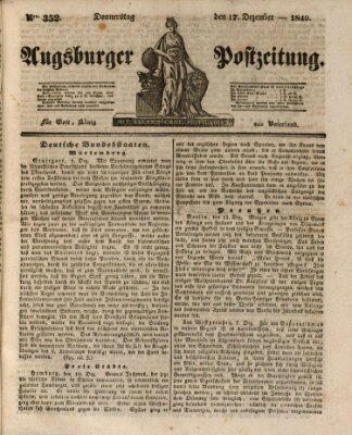 Augsburger Postzeitung Donnerstag 17. Dezember 1840