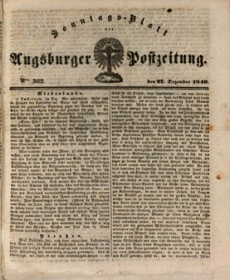 Augsburger Postzeitung Sonntag 27. Dezember 1840