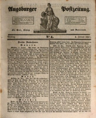 Augsburger Postzeitung Montag 4. Januar 1841