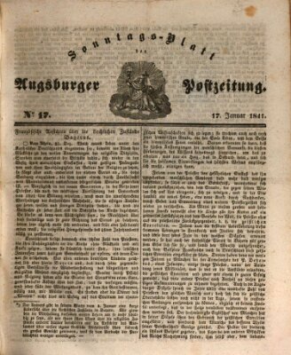 Augsburger Postzeitung Sonntag 17. Januar 1841