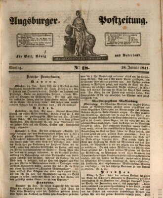 Augsburger Postzeitung Montag 18. Januar 1841