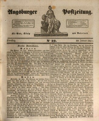 Augsburger Postzeitung Dienstag 19. Januar 1841