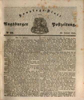 Augsburger Postzeitung Sonntag 31. Januar 1841