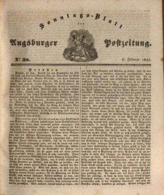 Augsburger Postzeitung Sonntag 7. Februar 1841