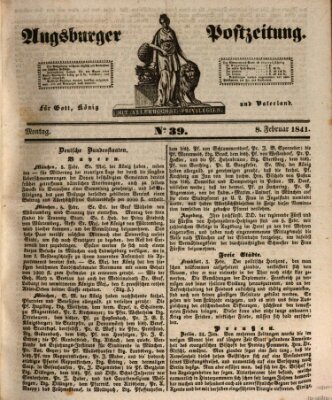 Augsburger Postzeitung Montag 8. Februar 1841