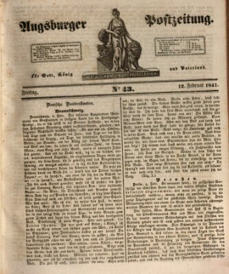 Augsburger Postzeitung Freitag 12. Februar 1841