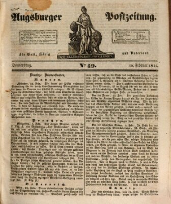 Augsburger Postzeitung Donnerstag 18. Februar 1841