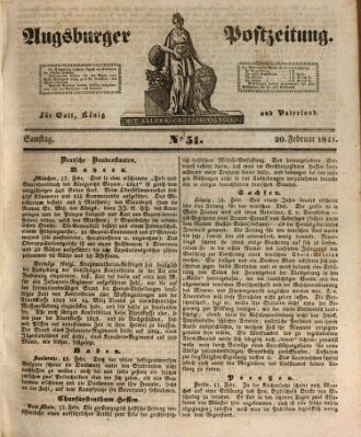 Augsburger Postzeitung Samstag 20. Februar 1841