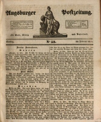 Augsburger Postzeitung Montag 22. Februar 1841