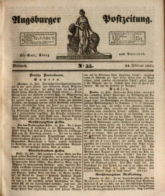 Augsburger Postzeitung Mittwoch 24. Februar 1841