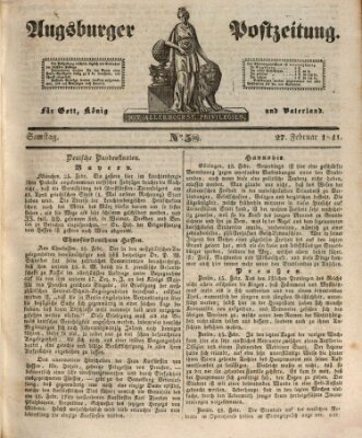 Augsburger Postzeitung Samstag 27. Februar 1841