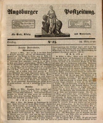 Augsburger Postzeitung Dienstag 16. März 1841