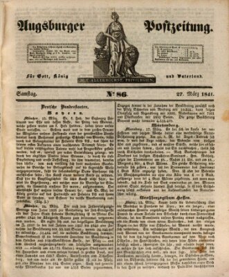 Augsburger Postzeitung Samstag 27. März 1841