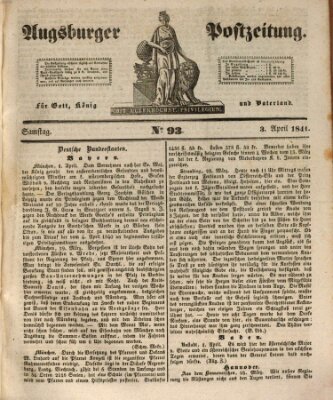 Augsburger Postzeitung Samstag 3. April 1841