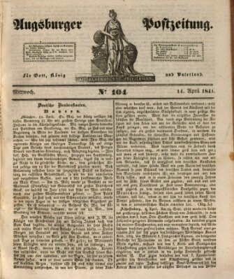 Augsburger Postzeitung Mittwoch 14. April 1841