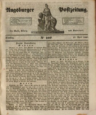 Augsburger Postzeitung Samstag 17. April 1841