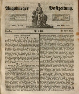 Augsburger Postzeitung Dienstag 20. April 1841