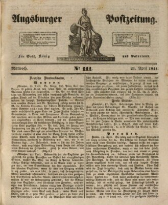 Augsburger Postzeitung Mittwoch 21. April 1841