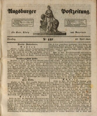 Augsburger Postzeitung Dienstag 27. April 1841