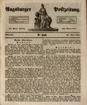 Augsburger Postzeitung Mittwoch 28. April 1841