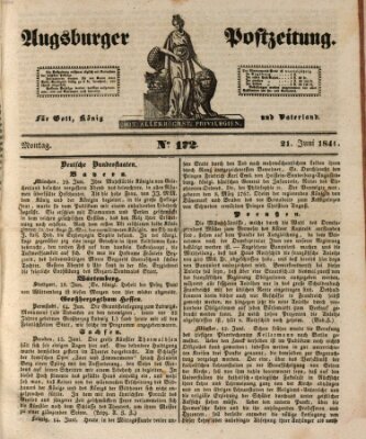 Augsburger Postzeitung Montag 21. Juni 1841