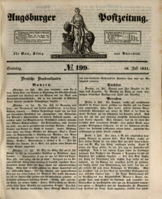 Augsburger Postzeitung Sonntag 18. Juli 1841