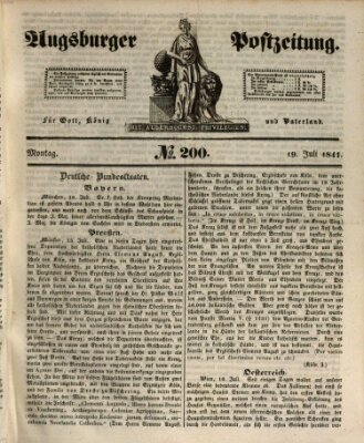 Augsburger Postzeitung Montag 19. Juli 1841