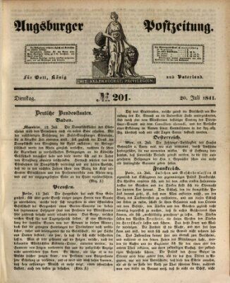 Augsburger Postzeitung Dienstag 20. Juli 1841