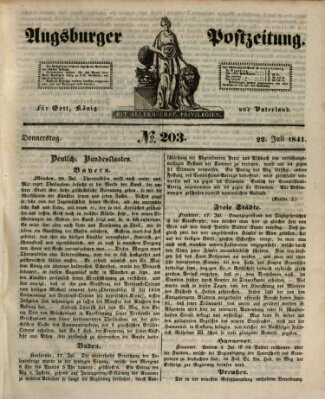 Augsburger Postzeitung Donnerstag 22. Juli 1841