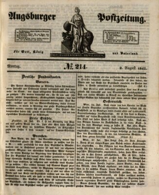 Augsburger Postzeitung Montag 2. August 1841