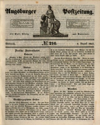 Augsburger Postzeitung Mittwoch 4. August 1841