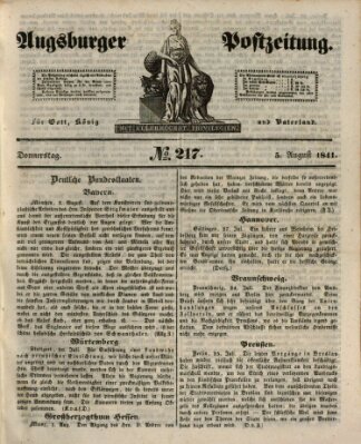 Augsburger Postzeitung Donnerstag 5. August 1841