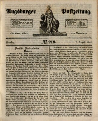 Augsburger Postzeitung Samstag 7. August 1841