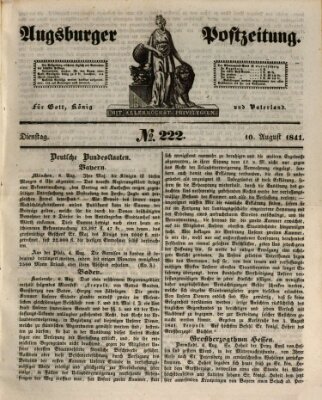 Augsburger Postzeitung Dienstag 10. August 1841