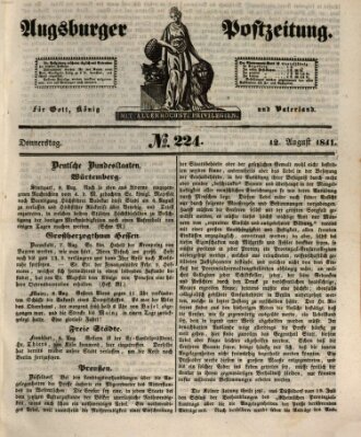 Augsburger Postzeitung Donnerstag 12. August 1841