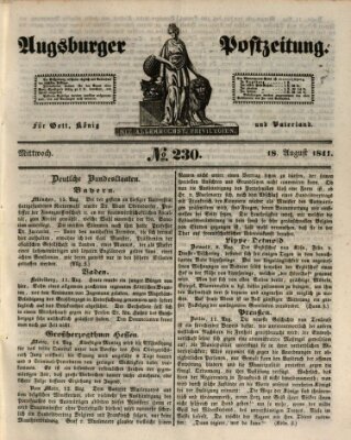 Augsburger Postzeitung Mittwoch 18. August 1841