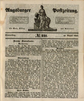 Augsburger Postzeitung Donnerstag 19. August 1841