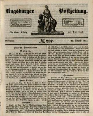 Augsburger Postzeitung Mittwoch 25. August 1841