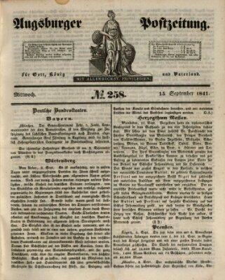 Augsburger Postzeitung Mittwoch 15. September 1841