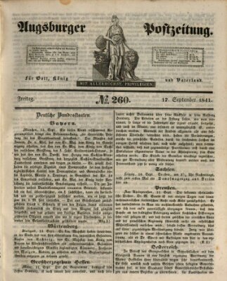 Augsburger Postzeitung Freitag 17. September 1841