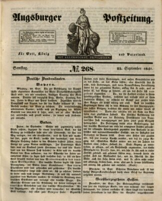 Augsburger Postzeitung Samstag 25. September 1841